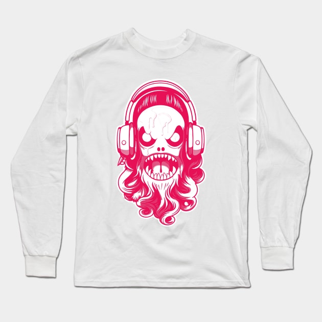 horror and cute headphone fantastic and gotic graphic design ironpalette Long Sleeve T-Shirt by ironpalette